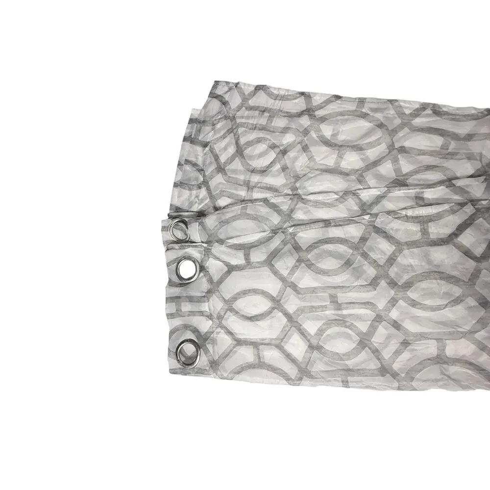 Pair Sheer Trellis Print Curtains 2 Panels Grommets Gray White Pattern 82